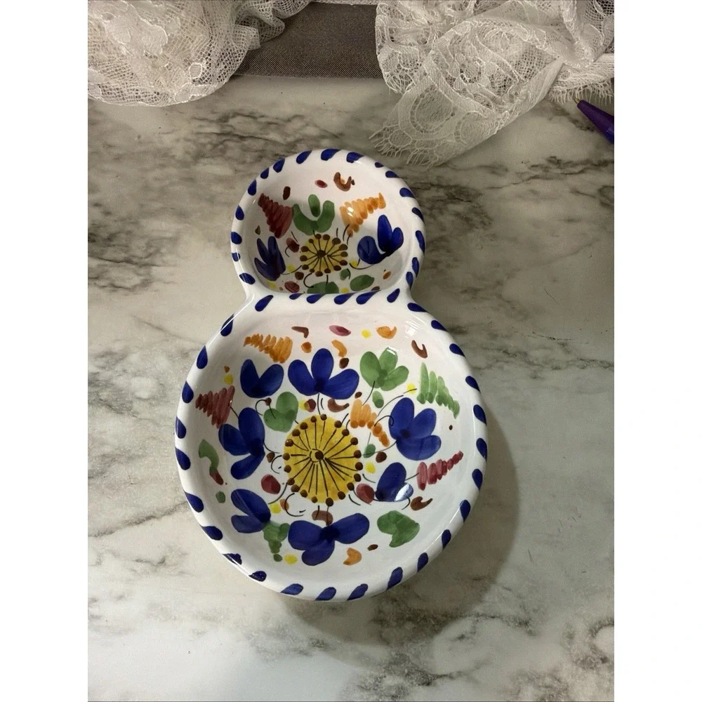 Olive/Trinket Dish Lavorato E Dipinto Mano Deruta Italy 6.5x4x1.5 (A3257)